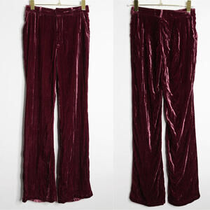 Kimchi Blue Wine Velvet High Waist Boot Cut Pants - 0